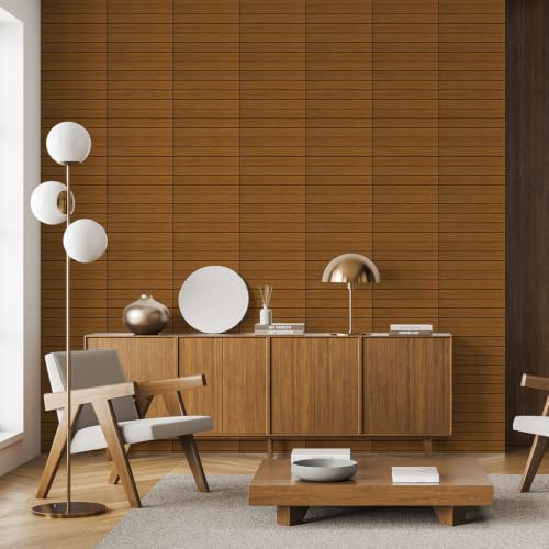 WADILE Peel and Stick Wood Slat Wall Panels 12x12in PVC 30 Pack - color: Dark Brown 03, size: 12"x12" 30PC