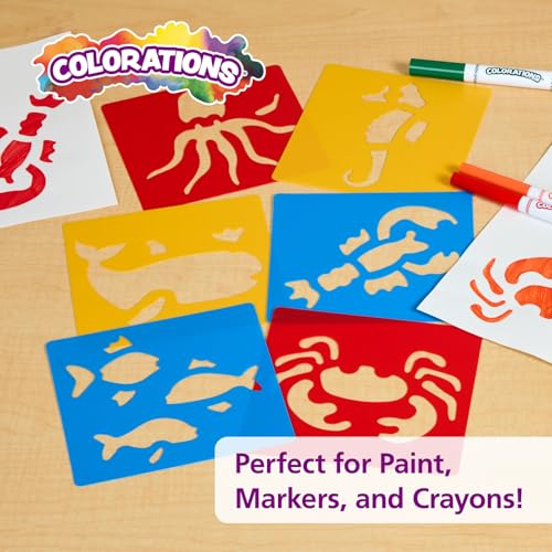Sea Life Washable Plastic Stencils - Set of 6 - style: Sea Life 6PK