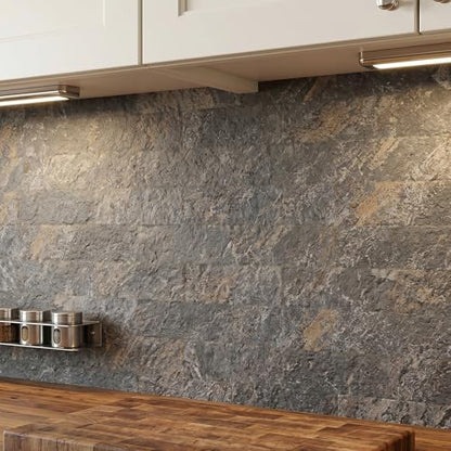 40-Sheet Flexible Stone Peel and Stick Backsplash Tile, 3" x 11.8" Oxide MCM Modified Clay Material Wall Covering, Subway Texture Self-Adhesive Wall Tiles for Kitchen Bathroom Fireplace - color: Oxide