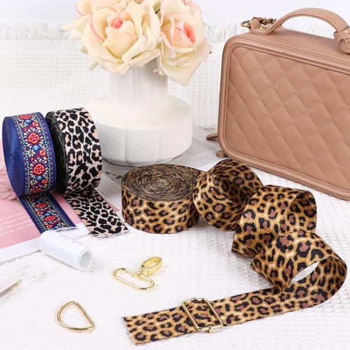 1.5 Inch Webbing Leopard Print 6 Yards Polycotton Webbing for Sewing Bag Purse Handles Straps 1 1/2 Inch - color: Leopard-6 Yards