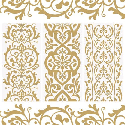 WANDIC 3 Sheets Gold Pattern Rub On Transfer Stickers European Retro Scrapbook Stickers Window Decals Waterproof Decals Cup Wraps for DIY Furniture Photo Albums,15 * 30cm - color: Gold Retro Pattern 2