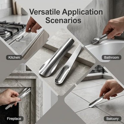 2 Pack Caulking Tool Kit, Metal Caulk Remover & Grout Cleaning Scraper, Silicone Finishing Tools for Wall Tile Gaps, Inside and Outside Corner Sealing Application, Bathroom Kitchen Shower Repair