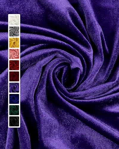 HOTGODEN Purple Stretch Velvet Fabric by The Yard: 63" Wide 1 Yards 95% Polyester 5% Spandex Velvet Fabric for DIY Sewing, Upholstery, Apparel, Costume, Craft - color: Purple, size: 1 Yard