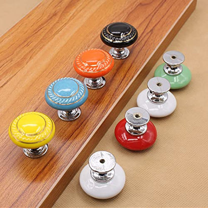 HUAMULAN Ceramic Knobs Round Cabinet Pulls with Zinc Alloy Base 10 Pack - color: White with Gold Circle 10PCS