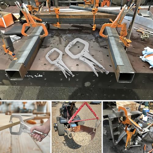 4 Pack 11 & 6 Inch C Clamp Locking Pliers with Swivel Pads, Heavy Duty C Clamp Welding Pliers for Woodworking and Home Improvement - size: 4 Pack 11 & 6 Inch