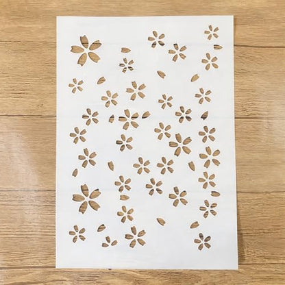 TIAMECH A4 Reusable Simple Cherry Blossom Stencil for Painting - style: Simple Cherry Blossom