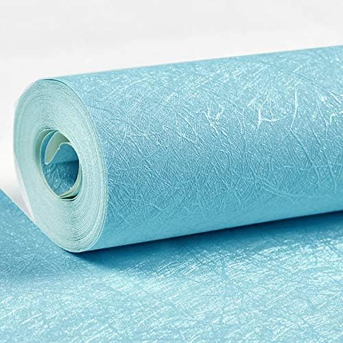 MelunMer Blue Silk Wallpaper Peel and Stick Textured Removable15.7 x118 - color: Blue, size: 15.7" x 118"