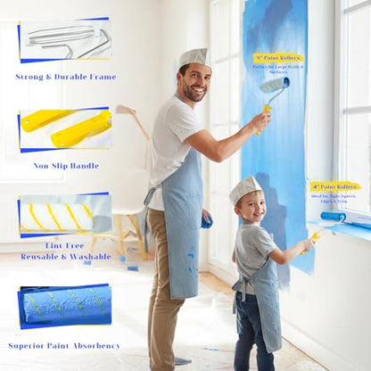 18Pcs Paint Roller Kit with 3.3ft Extension Pole