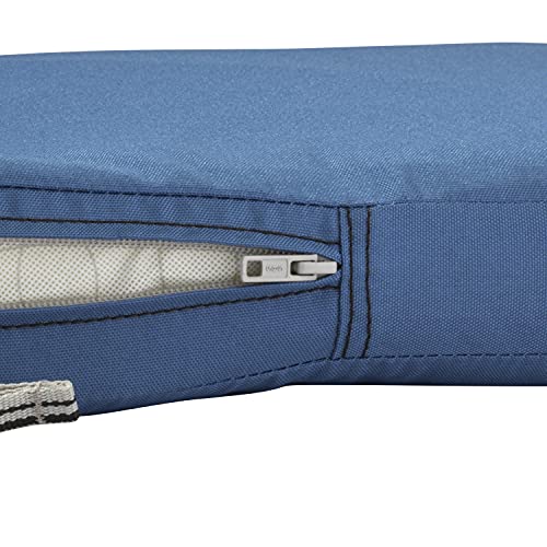 Classic Accessories Ravenna Water-Resistant 17 x 15 x 2 Inch Patio Seat Cushion, Empire Blue, Chair Seat Cushion - color: Empire Blue, size: 17"W x 15"D x 2"Thick