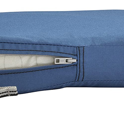 Classic Accessories Ravenna Water-Resistant 17 x 15 x 2 Inch Patio Seat Cushion, Empire Blue, Chair Seat Cushion - color: Empire Blue, size: 17"W x 15"D x 2"Thick