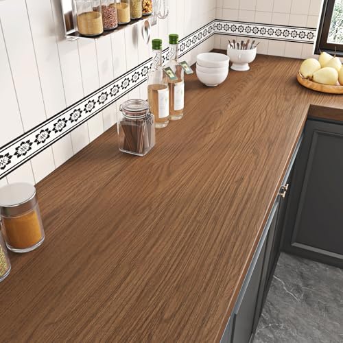 ICOOP Brown Walnut Wood Grain Peel and Stick Contact Paper 15.8"×120" - color: Walnut Wood, size: 15.8" x 120"