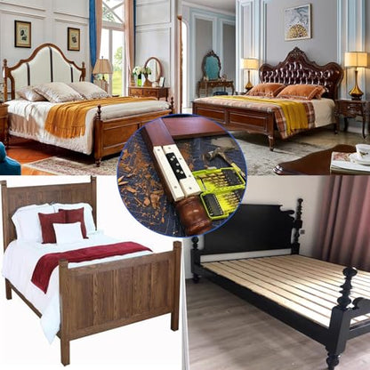 Bed Frame Hardware Bed Post Double Hook Slot Brackets Attachment Hardware, Heavy Duty Bed Frame Brackets for Wooden Bed-Set of 2 (Screws Included) - size: 2 Pieces