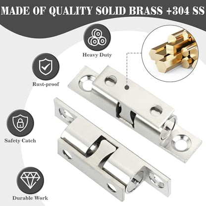 Alise Brass Double Roller Catch Cabinet Latches Door Catch 67mm,4 Pcs - color: Silver, size: 67mmX40mm