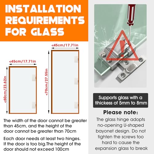 Glass Door Hinges,Soft Close,304 Steel for 5-8mm Thick Glass Door - color: Silver