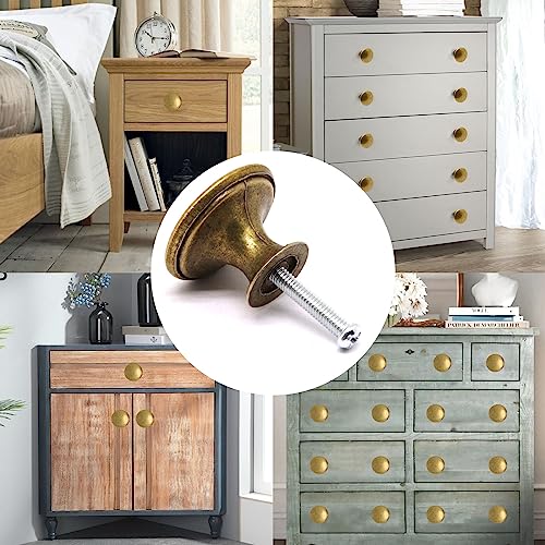8 Pcs Brass Cabinet Knobs, Round Dresser Knob Kitchen Drawer Knobs, Single Hole Cupboard Door Knob Dresser Drawer Pulls Handles - color: Brass, size: 8 Pack