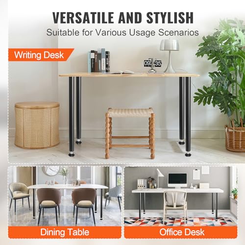 VEVOR 30 Inch Adjustable Desk Legs, Reinforced Steel Office Table Furniture Set of 4 for DIY, 1200 lbs Load Capacity Heavy Duty, Quick Installation with Adjustable Foot Cup Black - size: 30 inch/Straight