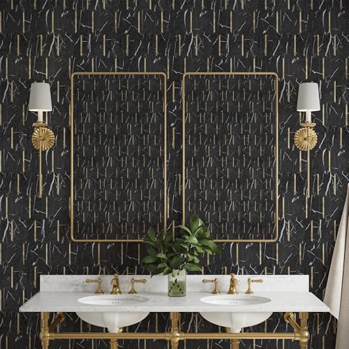 KASARO Peel and Stick Backsplash Long Hexagon Wall Tile, 10-Pieces, Black - color: Black