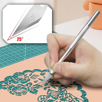 100 Pack Exacto Knife Blades, SK5 Steel #11 Blades with Storage Box, Suit for art, Carving and Scrapbooking, Exacto Blades Refills Cut Paper, Stencils and Models with Control - size: 100-PCS