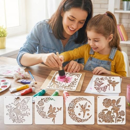 16 Pcs Fairy Stencils for Painting, Flower Wings for Journals 6 Inch - color: Fairy