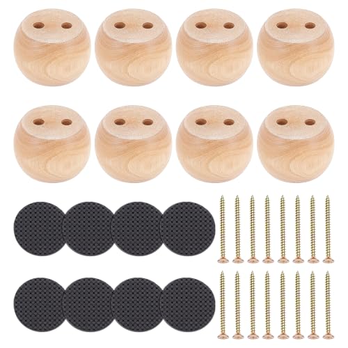 8 Sets Round Furniture Legs, 2 Inch Bun Furniture Feet
