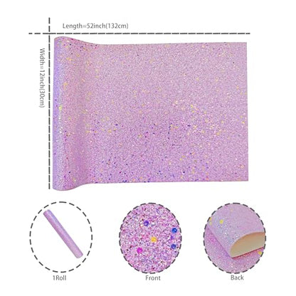 Meishu Lilac Glitter Faux Leather Roll, 12 x 52 inches, Sparkle Shiny Large Elegant Fabric Sheets for Cricut (24018#3 Light Purple) - color: 24018#3 Light Purple