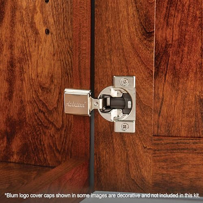 Blum Compact BLUMOTION Hinge (25 Kits), 1/2" Overlay, 105° Opening Angle, Steel, Integrated Soft-Close Hinges for Face Frame Cabinets - size: 25 KITS, style: With Screws