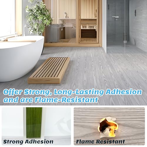 Art3d 10-Pack Peel and Stick Vinyl Floor Tiles (15 Sq.Ft), Light Gray - color: Light Gray