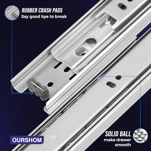 12 Inch Drawer Slides 1 Pairs (2pcs) Side Mount Rails - Heavy Duty Full Extension Ball Bearing – Drawer Slide Glides for Cabinet Kitchen, Dresser Runners - Draw Slides Sliders 100Lb Capacity - color: Silver, size: 12 Inch