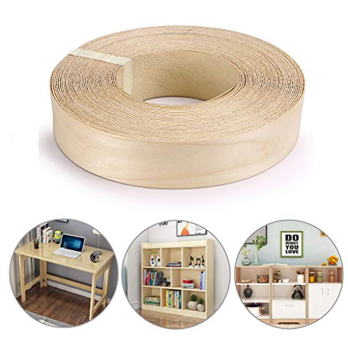 Skelang 2'' × 50' Birch Edge Banding, Roll Wood Edge Tape, Iron-on Veneer Banding with Hot Melt Glue, Pre-glued Edge Banding for Covering Edge of Table, Door, Shelf, Cabinet Hardboard, Fiberboard - size: 2'' x 50'