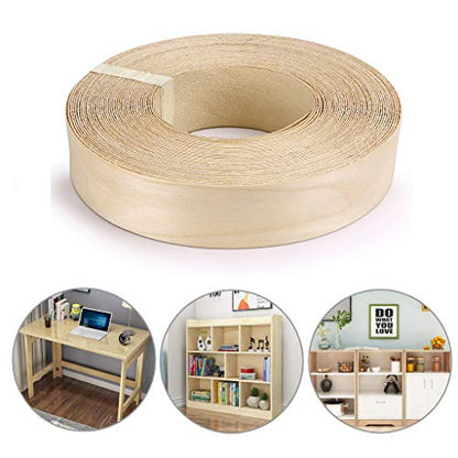 Skelang 2'' × 50' Birch Edge Banding, Roll Wood Edge Tape, Iron-on Veneer Banding with Hot Melt Glue, Pre-glued Edge Banding for Covering Edge of Table, Door, Shelf, Cabinet Hardboard, Fiberboard - size: 2'' x 50'