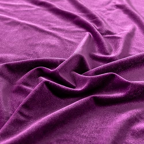 Stretch Velvet Fabric by The Yard for Apparel,Sewing,Crafting,Full Dress 93% Polyester 7% Spandex 63" Wide (Purple,2Yards) - color: Purple, size: 2 Yards