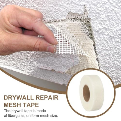 PATIKIL Drywall Repair Mesh Tape, 2 inch x 328 ft Fiberglass Repair Patch Self-Adhesive Dry Wall Joint Tape 8 Mesh Wall Hole Crack and Seam Patch, White - size: 2 inch x 328 Feet