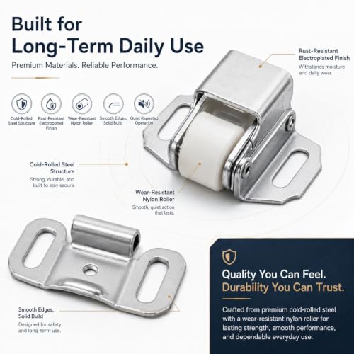 Mailbox Replacement Latch Spring Roller Cabinet Catch 4Pcs - color: Silver