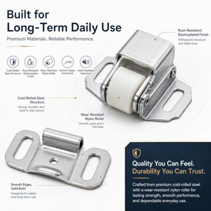 Mailbox Replacement Latch Spring Roller Cabinet Catch 4Pcs - color: Silver