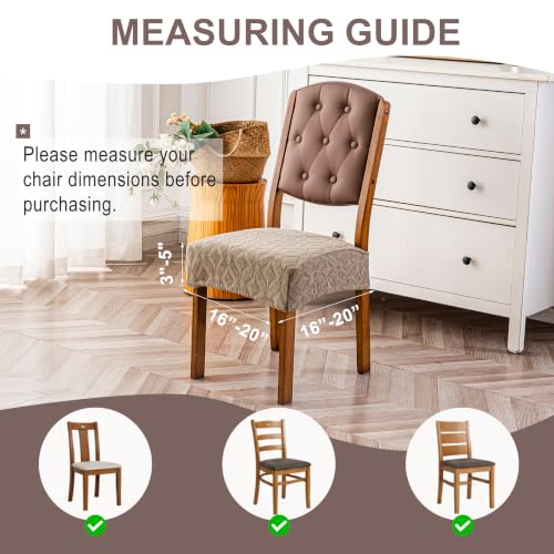 Genina Waterproof Chair Covers Set of 6,Dining Chair Cover,Khaki - color: Khaki-square Style, size: 6PCS