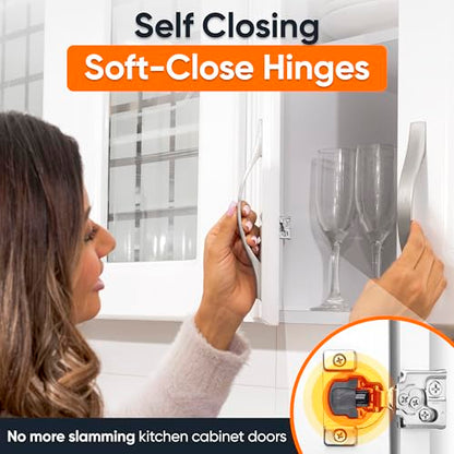 Decobasics 2 Pack Soft Close Cabinet Hinges – 5/8" Overlay for Kitchen Cabinet Doors, Face Frame Concealed Hidden Hinges – Stainless Steel, Self-Closing with 3-Way Adjustment & Slow Close Damper - size: 5/8 Inch