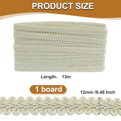 Gimp Braid Trim, Beige, 1/2 Inch, 14 Yards - color: Beige