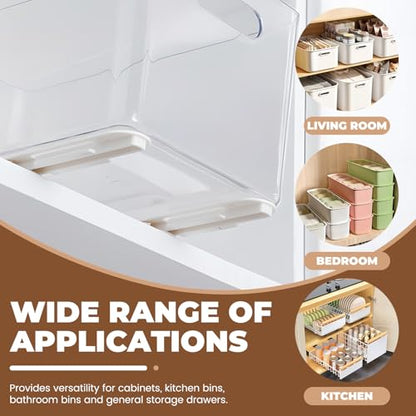 LELE LIFE Adhesive Pull Out Cabinet Drawer Sliders, Drawer Bin Organizer Sliding Rails Guides, No Drill DIY Basket Slides Bottom Mount for Shelf (4 Pack) - color: 4 Pack