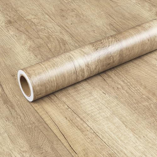 Decotalk Wood Countertop Contact Paper Light Wood Contact Paper Peel and Stick Countertop Vinyl Wrap Waterproof 17.7x200 Inch Oak Woods Grain Wallpaper Peel and Stick Woods Vinyl Wrap Removable - size: 17.7" x 200"