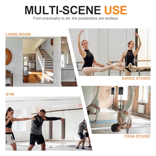 Delma Home Gym Mirror, 70''x24''x2PCS, Silver - size: 70''x24''x2PCS