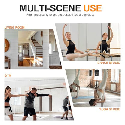 Delma Home Gym Mirror, 70''x24''x2PCS, Silver - size: 70''x24''x2PCS