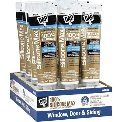 DAP Silicone Max All Purpose Sealant, White, 2.8 Oz (7079808796)