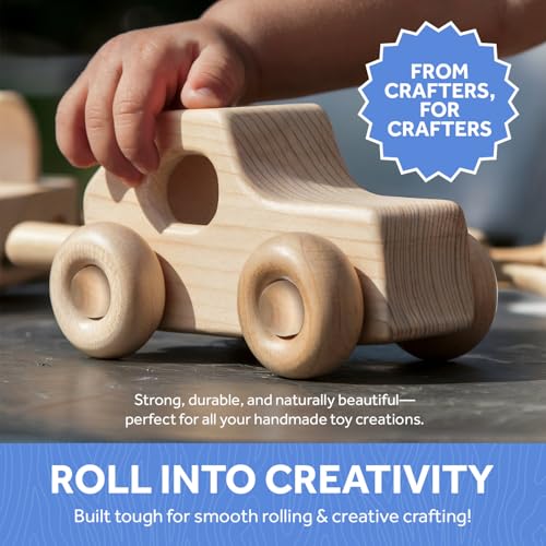 Wood Axle Pegs 1-1/16-inch, Pack of 25 Mini Wooden Pegs for Train Craft, Fits 1/4-inch Hole Wooden Wheels for Crafts, by Woodpeckers - size: 1-1/16 inch