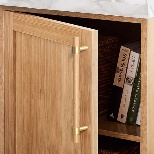 Adjustable Drawer Pulls Natural Wood and Brass Cabinet Handles for Kitchen Cupboard Closet,4Set Boho Wood and Gold Dresser Knob Unfinished DIY Brushed Brass Base 7~9.5 Inch 4Pack - size: 7~9.5 Inch 4Pack
