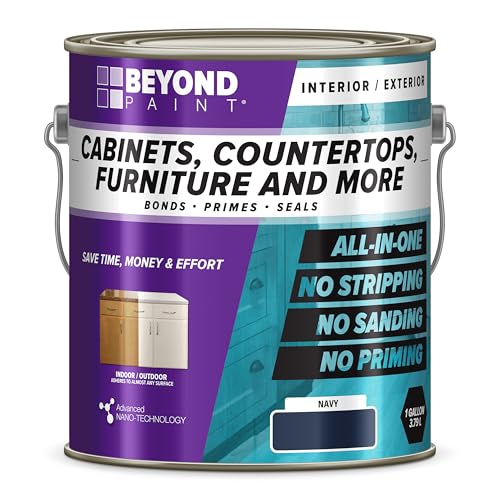Beyond Paint All-in-One Refinishing Paint, No Sanding, Matte Finish for Cabinets, Countertops, Furniture and Doors, 1 Gallon, Navy - color: Navy