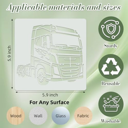 Car Stencils for Crafts Reusable 20Pcs Stencils(5.9X5.9 Inch) - color: Car