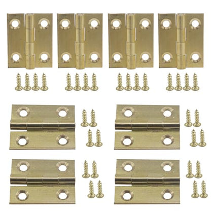 8 Pack Brass Cabinet Hinges 1 Inch for Cabinets and Furniture - size: 1inch