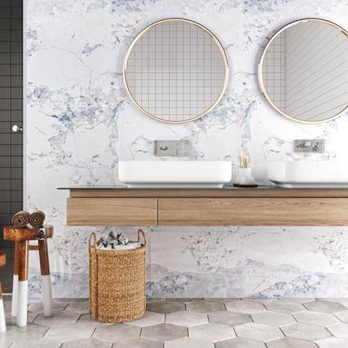 VEELIKE Spruce White Marble Countertop Contact Paper Waterproof Peel and Stick Countertops for Kitchen Granite Marble Wallpaper 15.7''x354'' Self Adhesive Counter Top Vinyl Wrap for Kitchen Bathroom - size: 15.7" x 354"