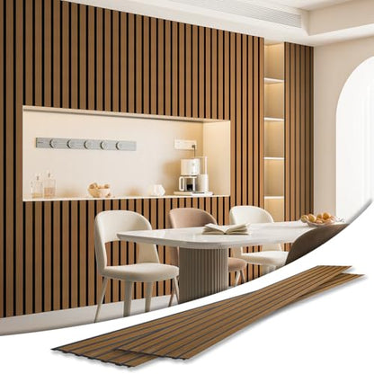 Art3d Six-Grid Design Slim Slat Wall Panel, 104 x 12 Inch, 4-Pack, Rosewood - color: Six-Grid Rosewood