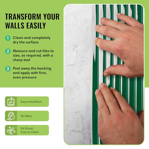 Select 5 Pack Peel and Stick Backsplash Tiles, Vinyl Self Adhesive Back - color: Stone White, size: Linear Shape